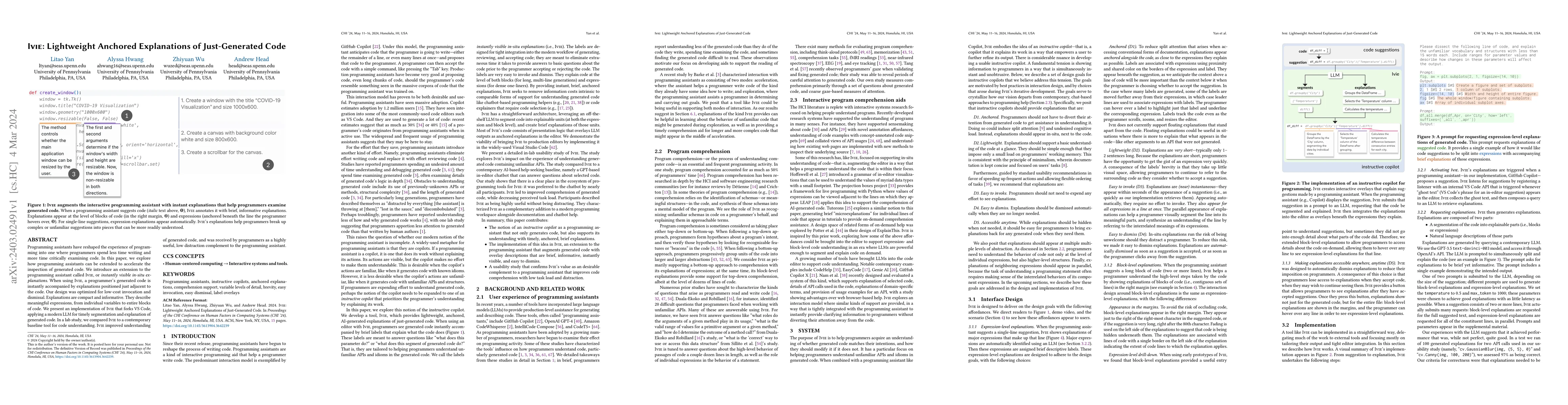Thumbnail for Ivie: Lightweight Anchored Explanations of Just-Generated Code