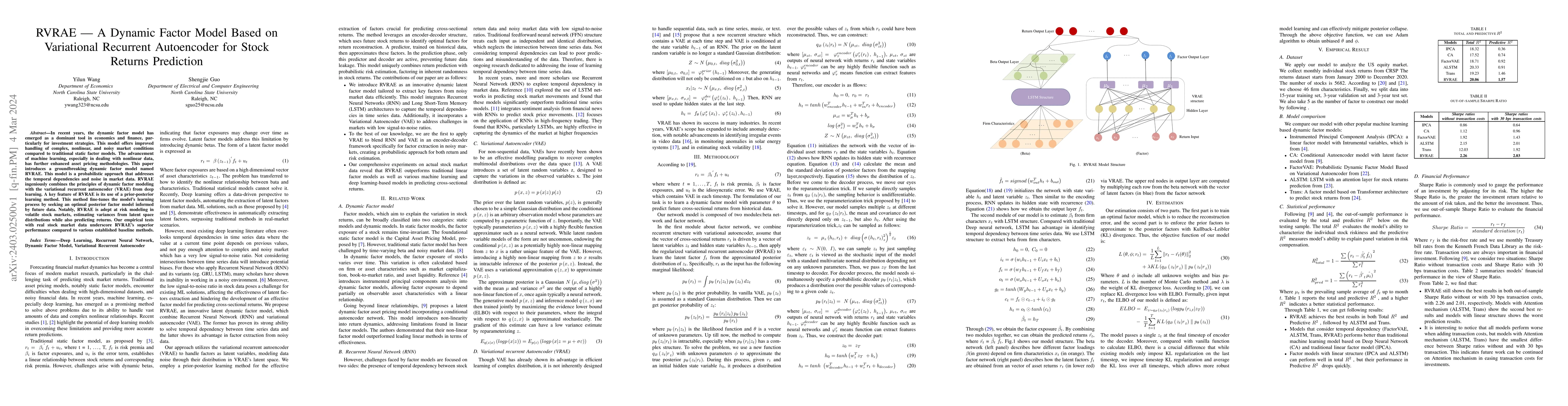 Thumbnail for RVRAE: A Dynamic Factor Model Based on Variational Recurrent Autoencoder
  for Stock Returns Prediction