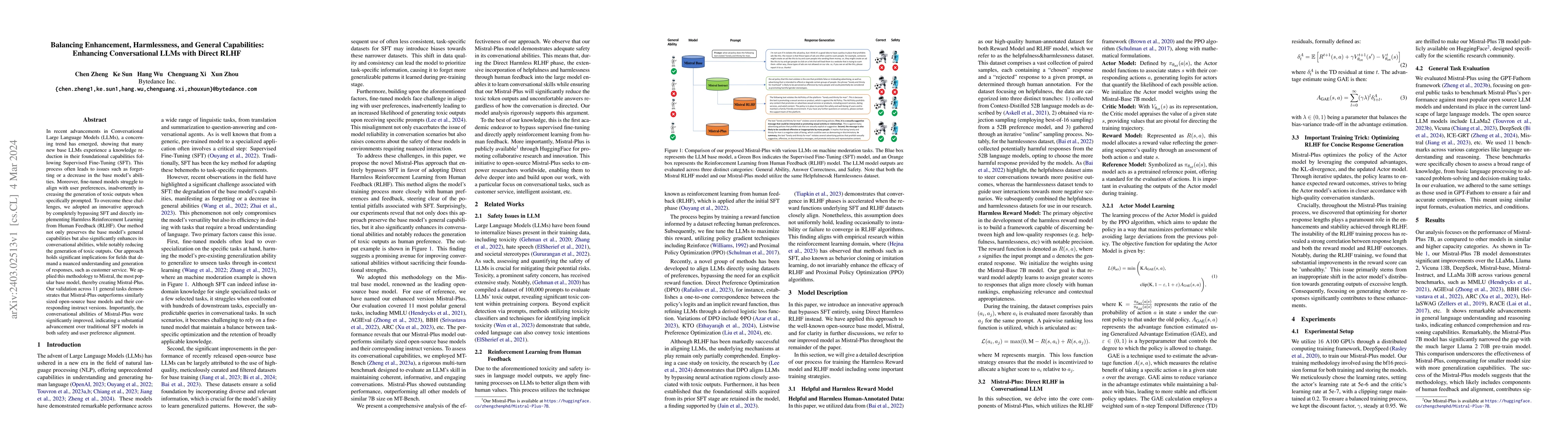 Thumbnail for Balancing Enhancement, Harmlessness, and General Capabilities: Enhancing
  Conversational LLMs with Direct RLHF