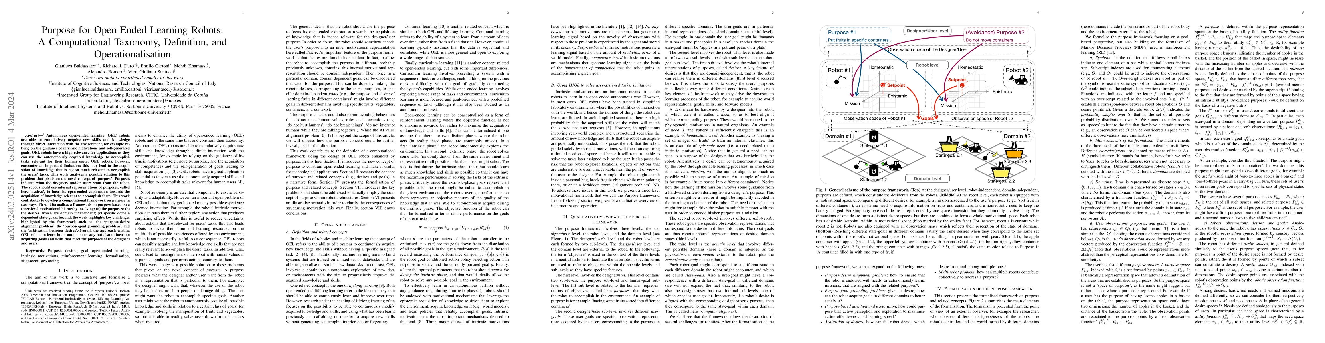 Thumbnail for Purpose for Open-Ended Learning Robots: A Computational Taxonomy,
  Definition, and Operationalisation
