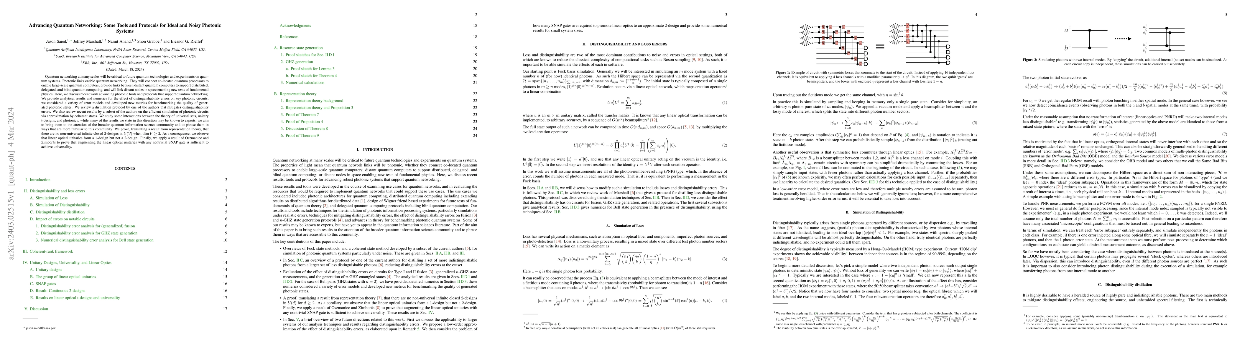 Thumbnail for Advancing Quantum Networking: Some Tools and Protocols for Ideal and
  Noisy Photonic Systems