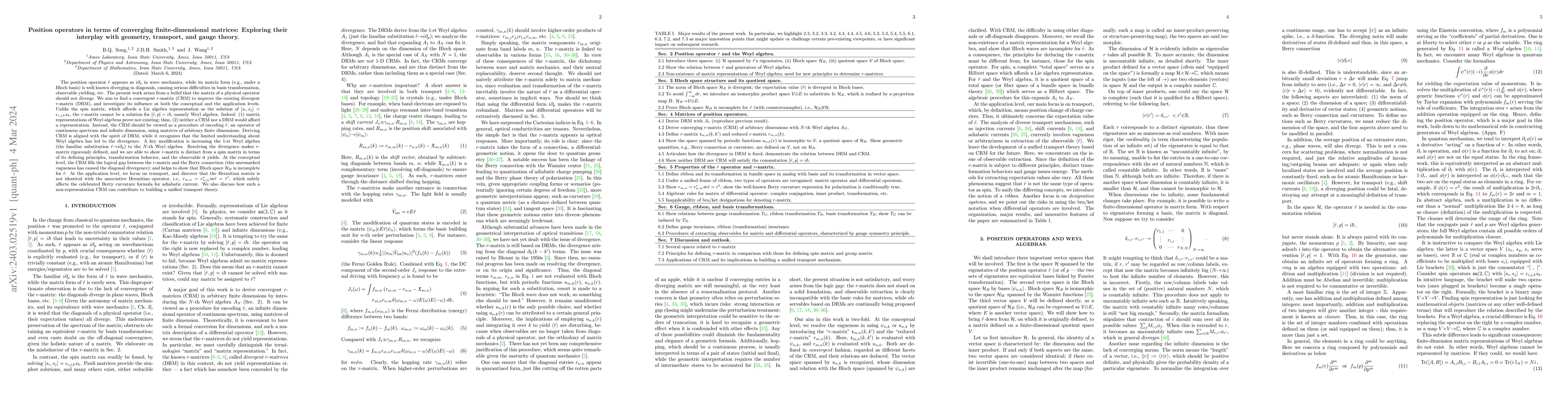 Thumbnail for Position operators in terms of converging finite-dimensional matrices:
  Exploring their interplay with geometry, transport, and gauge theory