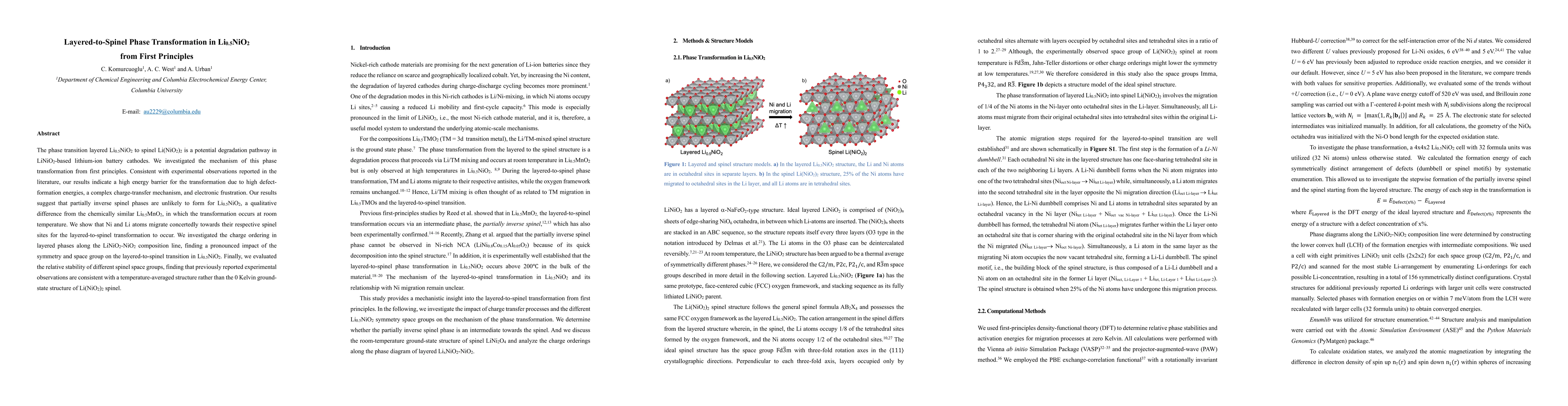 Thumbnail for Layered-to-Spinel Phase Transformation in Li$_{0.5}$NiO$_2$ from First
  Principles