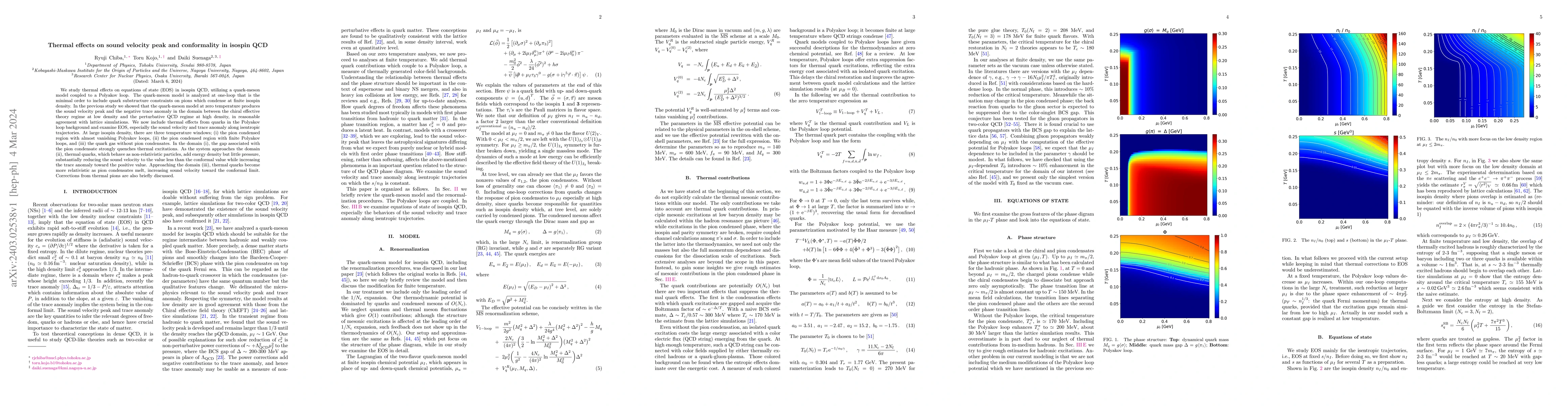 Thumbnail for Thermal effects on sound velocity peak and conformality in isospin QCD