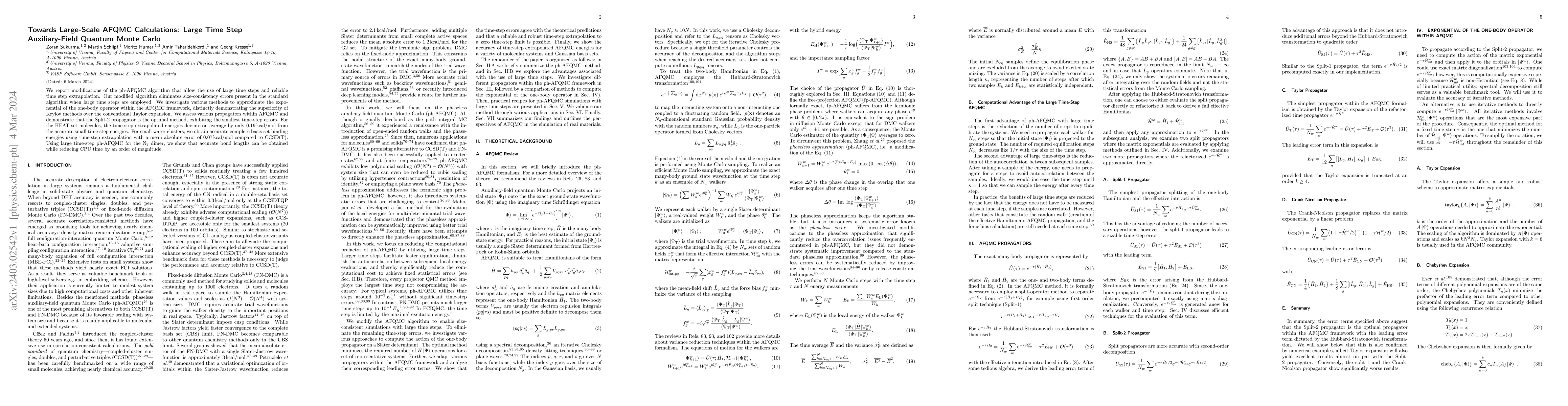 Thumbnail for Towards Large-Scale AFQMC Calculations: Large Time Step Auxiliary-Field
  Quantum Monte Carlo