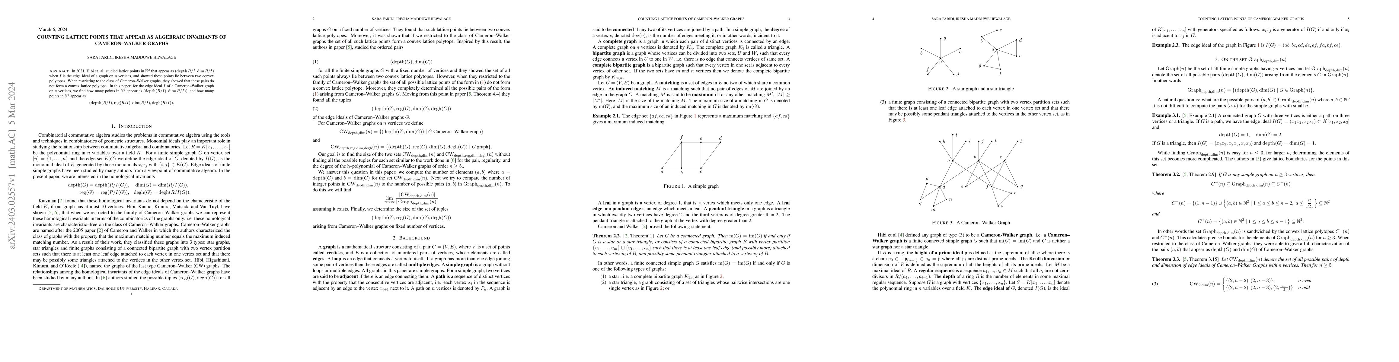 Thumbnail for Counting lattice points that appear as algebraic invariants of
  Cameron-Walker graphs
