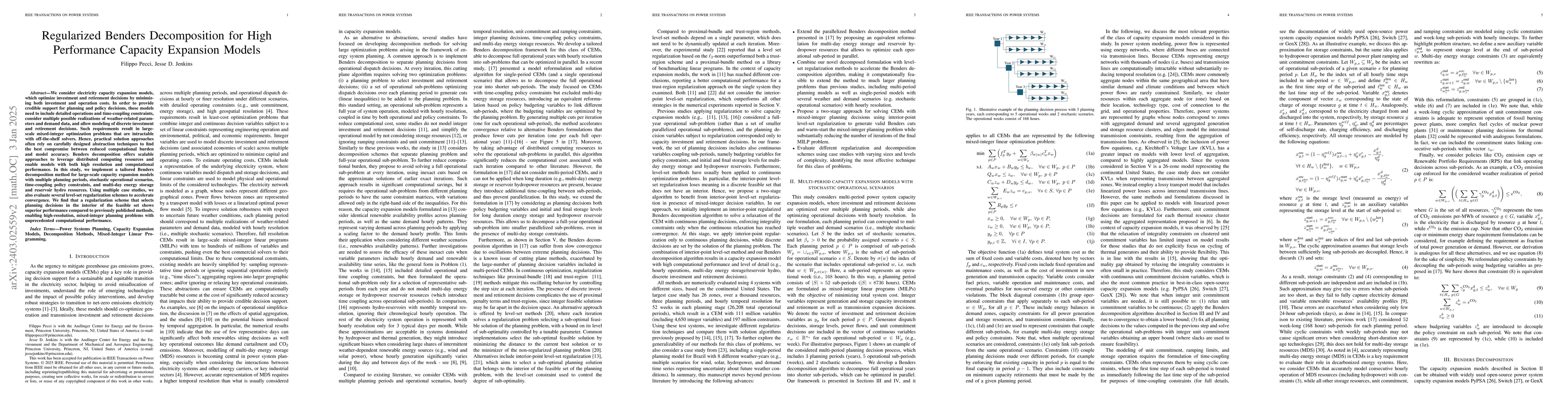 Thumbnail for Regularized Benders Decomposition for High Performance Capacity
  Expansion Models