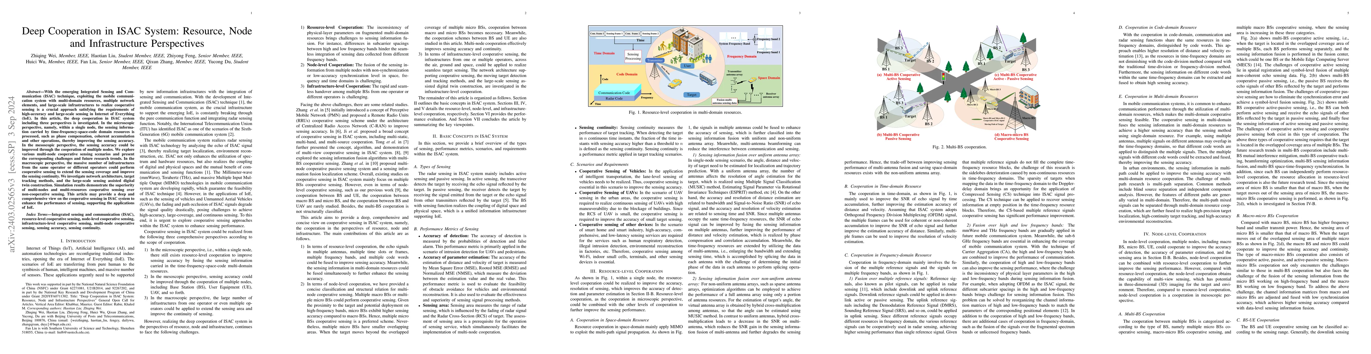 Thumbnail for Deep Cooperation in ISAC System: Resource, Node and Infrastructure
  Perspectives