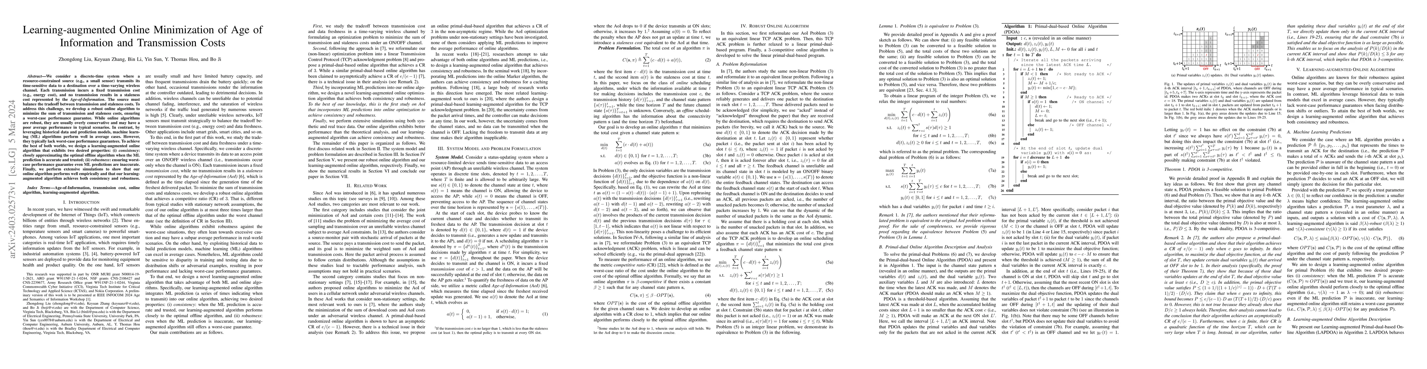 Thumbnail for Learning-augmented Online Minimization of Age of Information and
  Transmission Costs