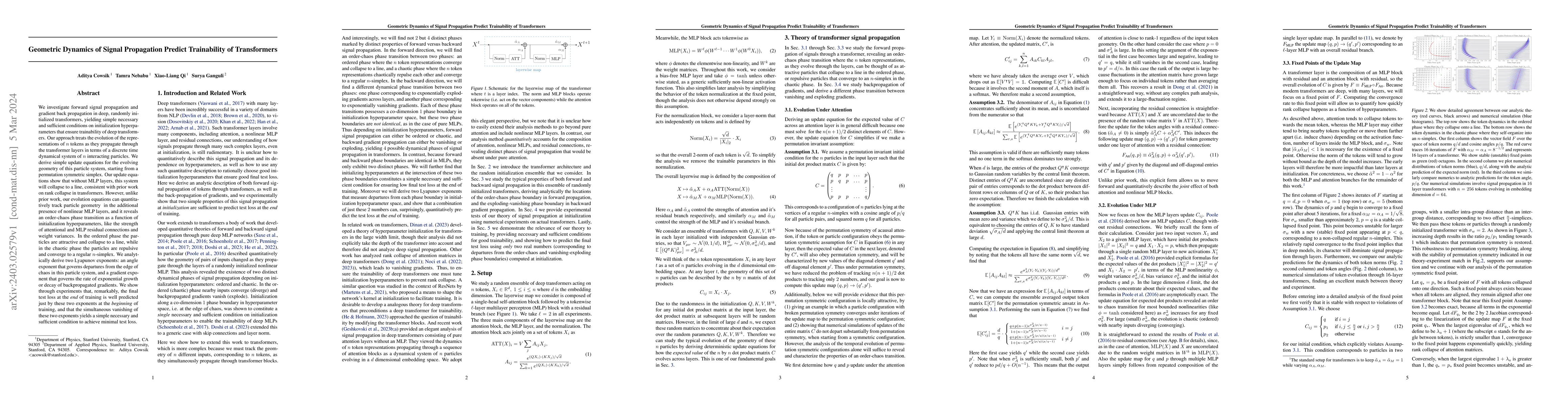 Thumbnail for Geometric Dynamics of Signal Propagation Predict Trainability of
  Transformers