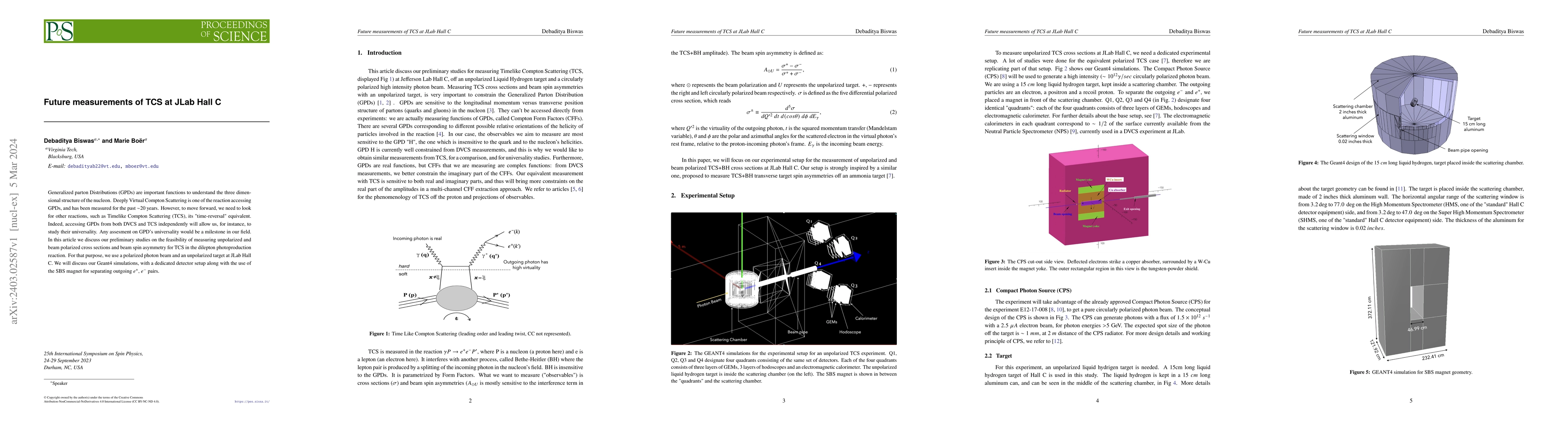 Thumbnail for Future measurements of TCS at JLab Hall C