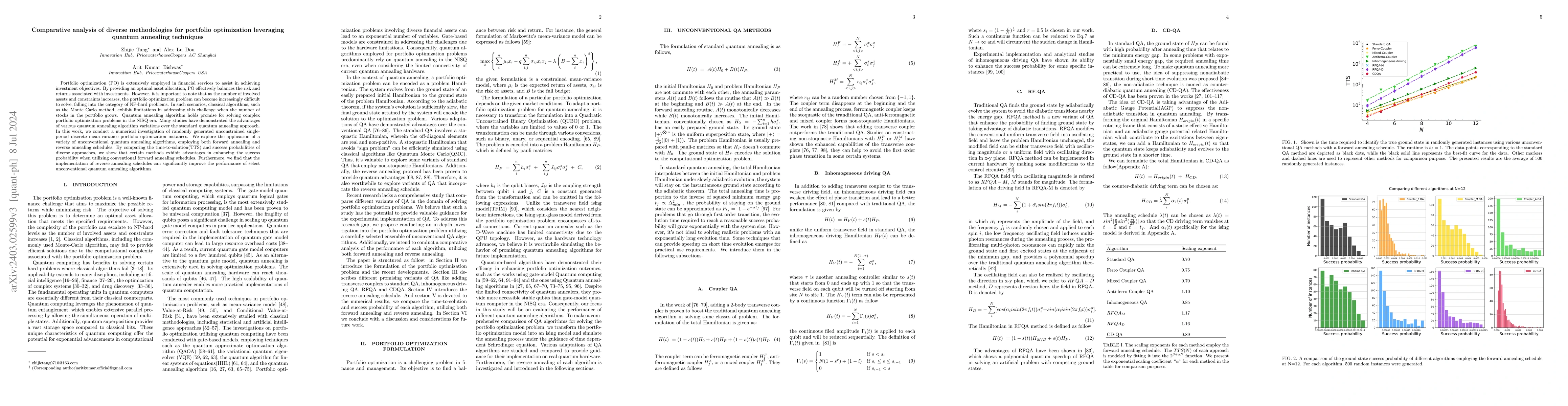 Thumbnail for Comparative analysis of diverse methodologies for portfolio optimization
  leveraging quantum annealing techniques
