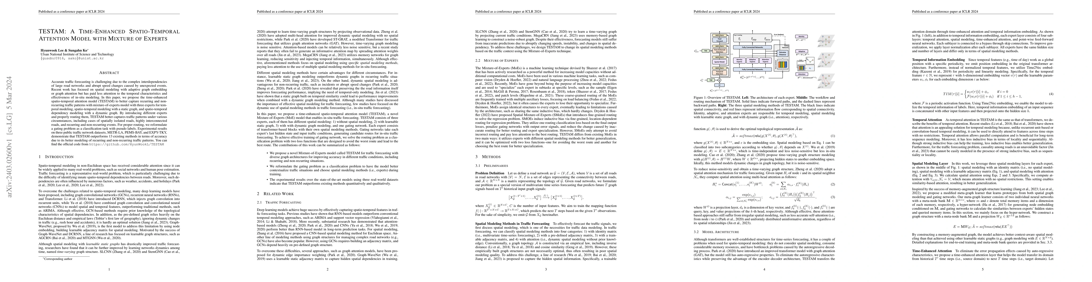 Thumbnail for TESTAM: A Time-Enhanced Spatio-Temporal Attention Model with Mixture of
  Experts