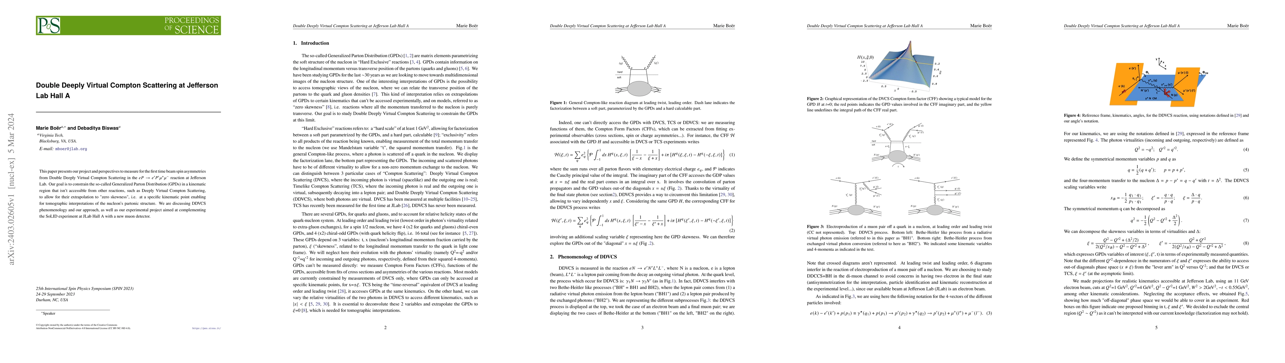 Thumbnail for Double Deeply Virtual Compton Scattering at Jefferson Lab Hall A