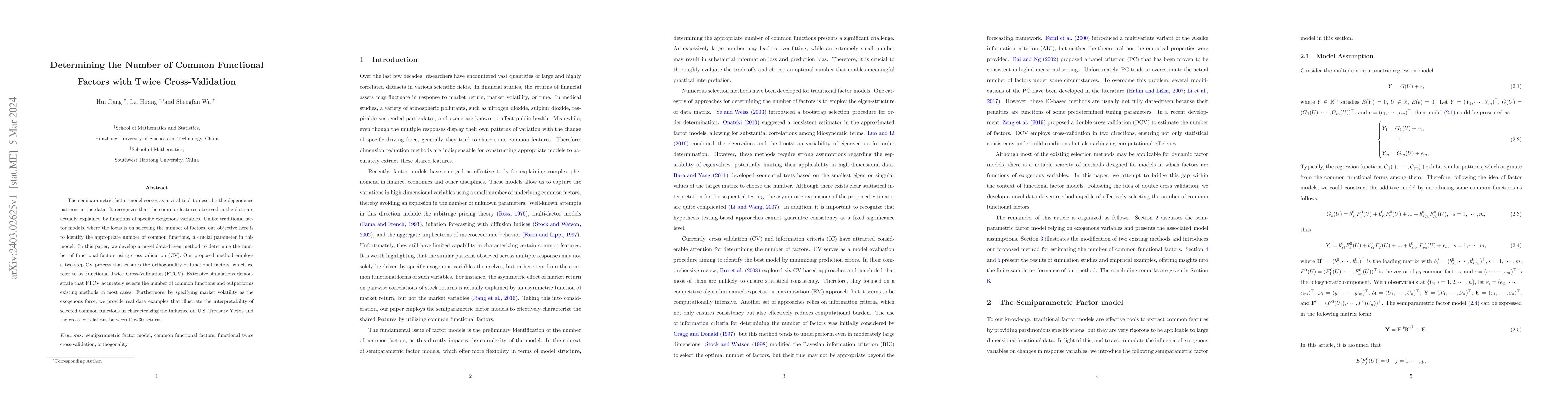 Thumbnail for Determining the Number of Common Functional Factors with Twice
  Cross-Validation