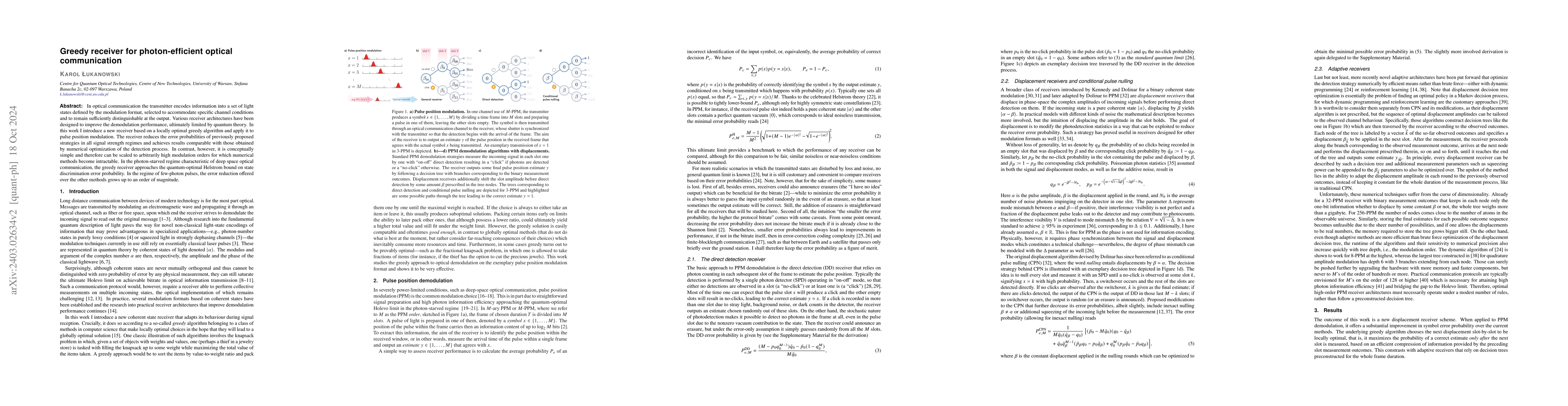 Thumbnail for Greedy receiver for photon-efficient optical communication