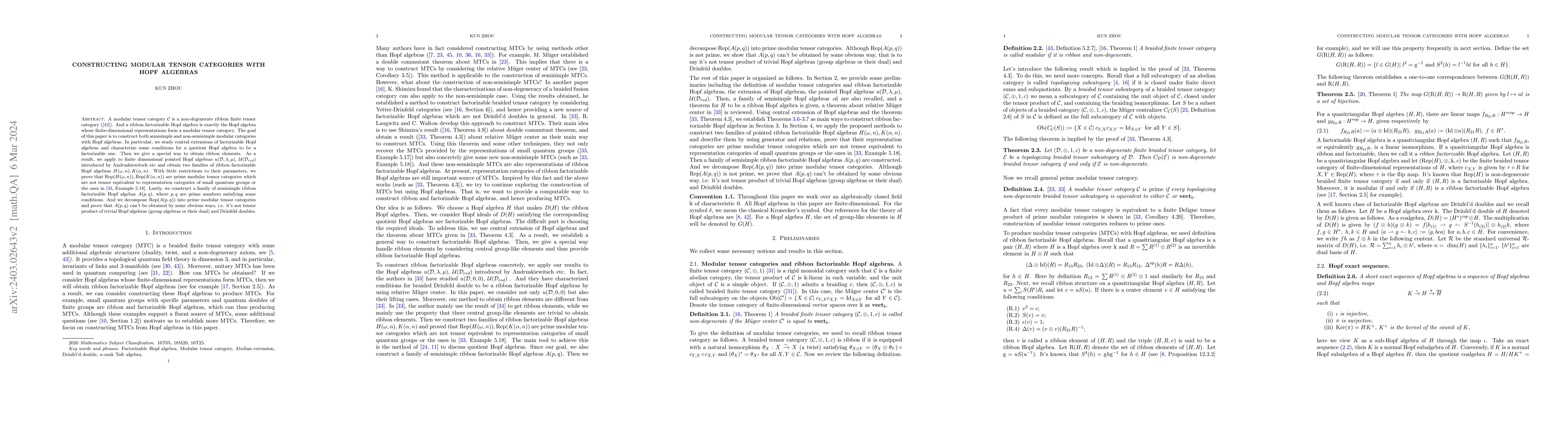 Thumbnail for Constructing Modular Tensor Categories with Hopf Algebras