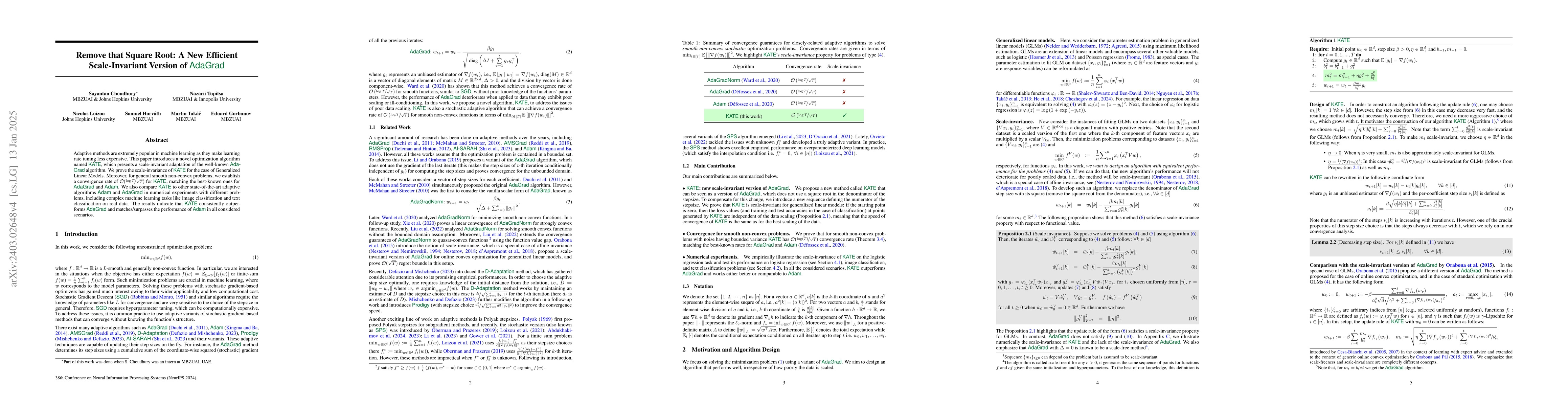 Thumbnail for Remove that Square Root: A New Efficient Scale-Invariant Version of
  AdaGrad