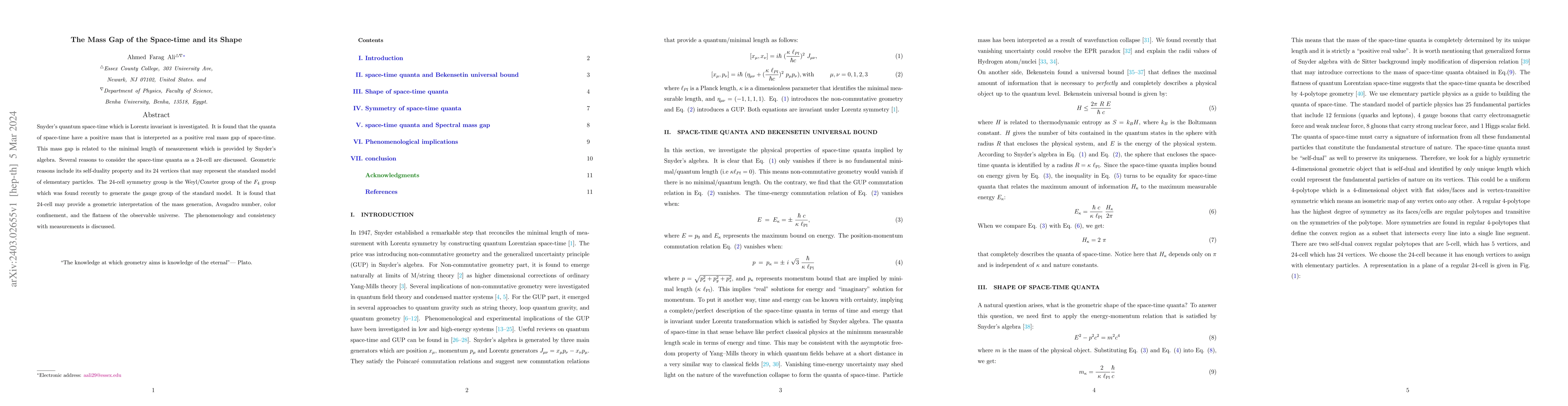 Thumbnail for The Mass Gap of the Space-time and its Shape