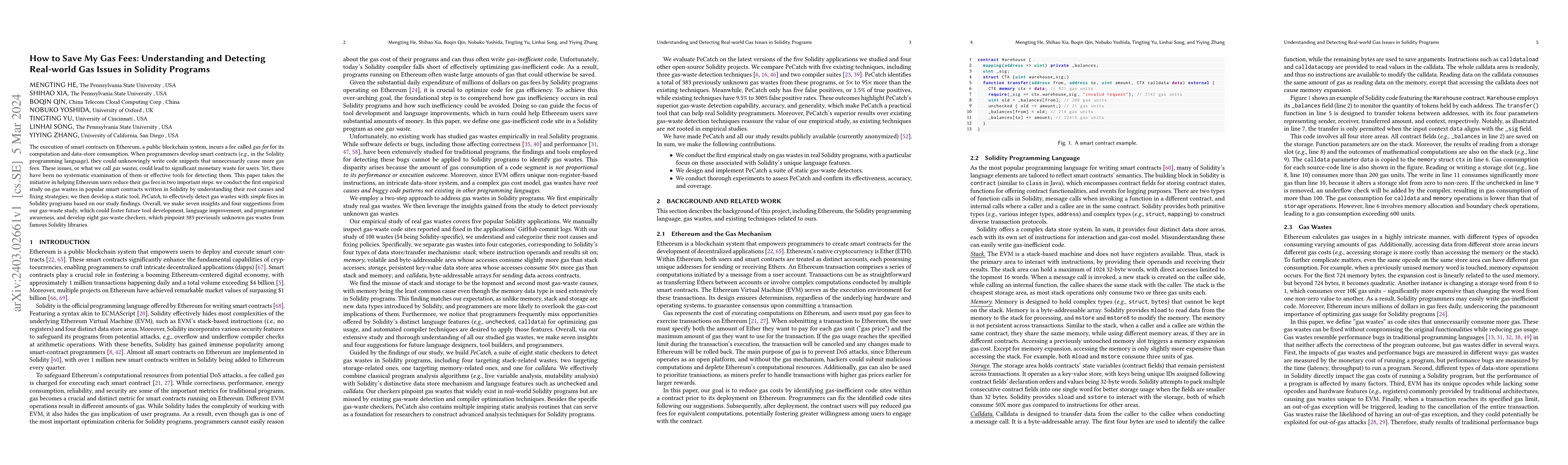 Thumbnail for How to Save My Gas Fees: Understanding and Detecting Real-world Gas
  Issues in Solidity Programs