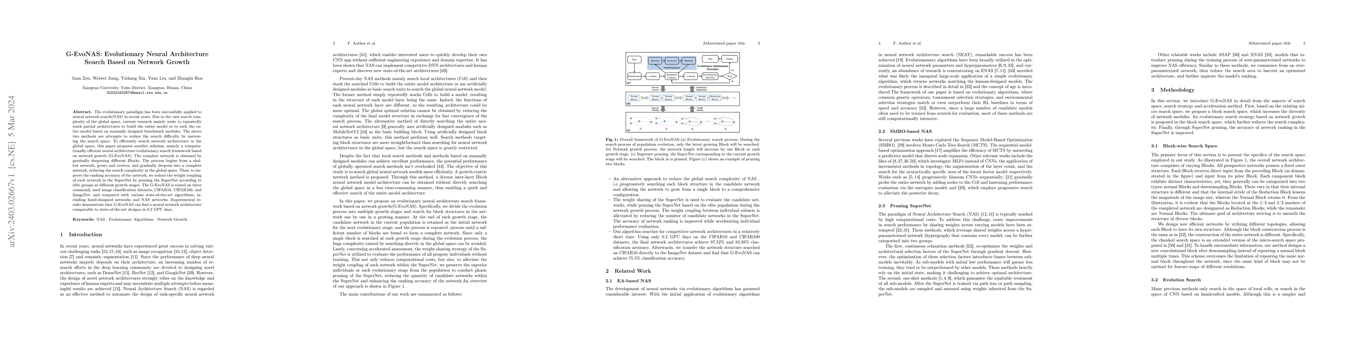 Thumbnail for G-EvoNAS: Evolutionary Neural Architecture Search Based on Network
  Growth