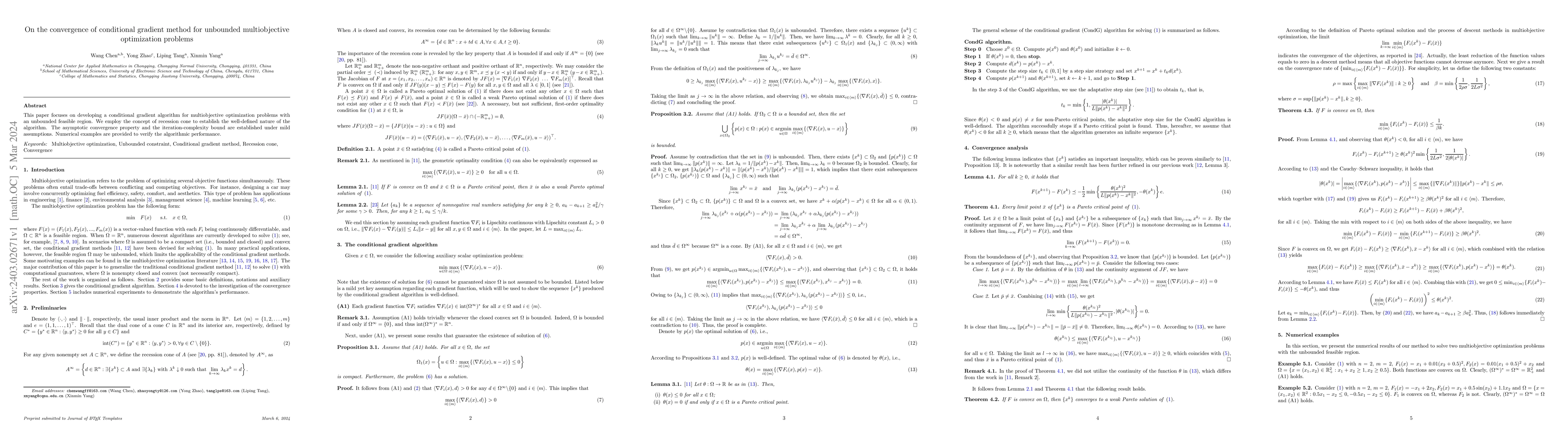 Thumbnail for On the convergence of conditional gradient method for unbounded
  multiobjective optimization problems