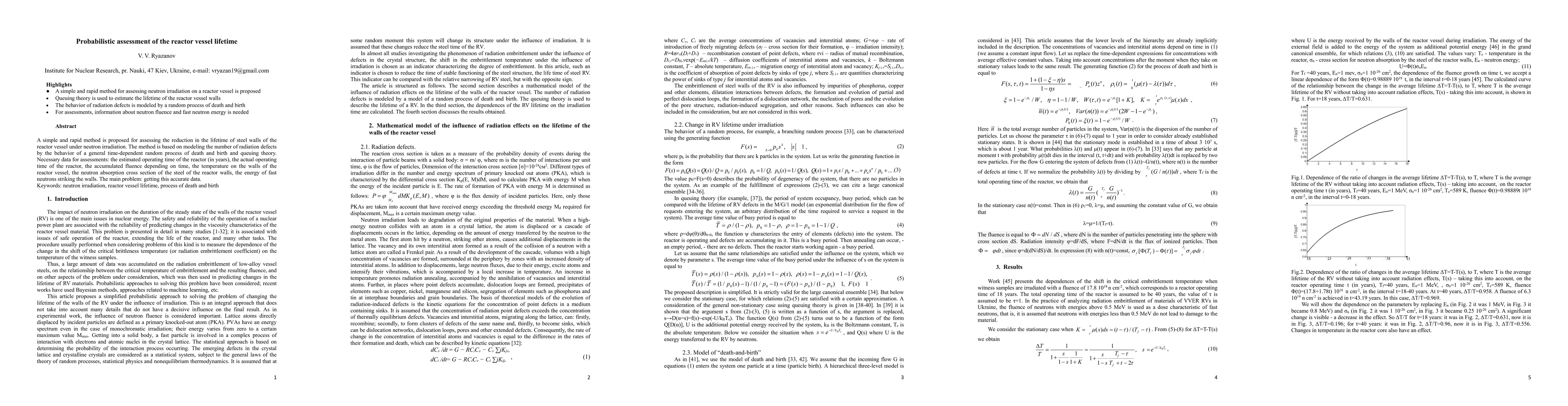 Thumbnail for Probabilistic assessment of the reactor vessel lifetime