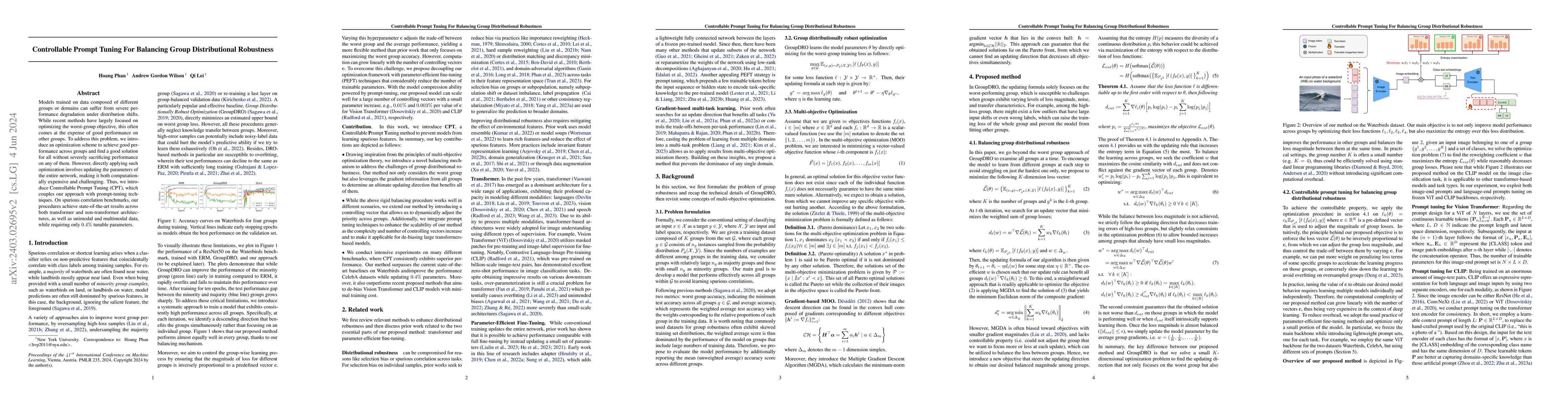 Thumbnail for Controllable Prompt Tuning For Balancing Group Distributional Robustness