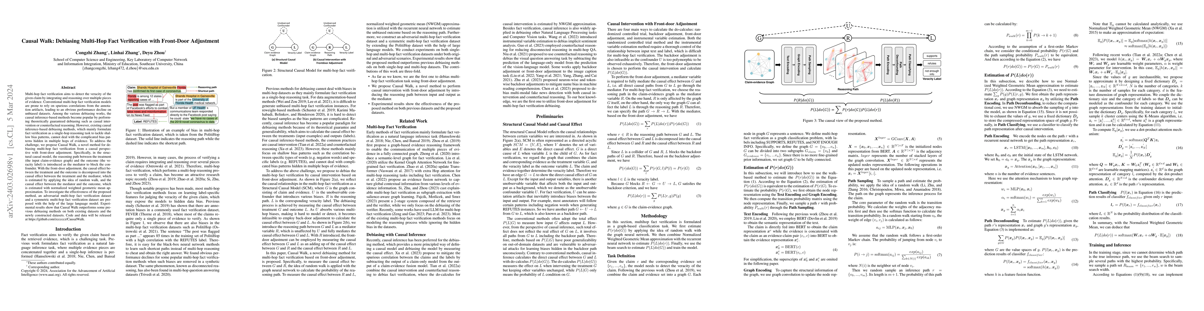 Thumbnail for Causal Walk: Debiasing Multi-Hop Fact Verification with Front-Door
  Adjustment