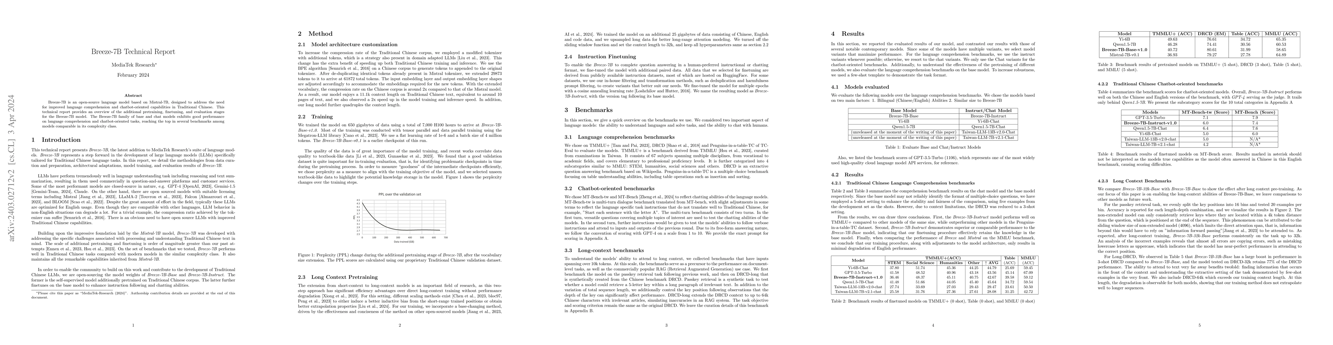Thumbnail for Breeze-7B Technical Report