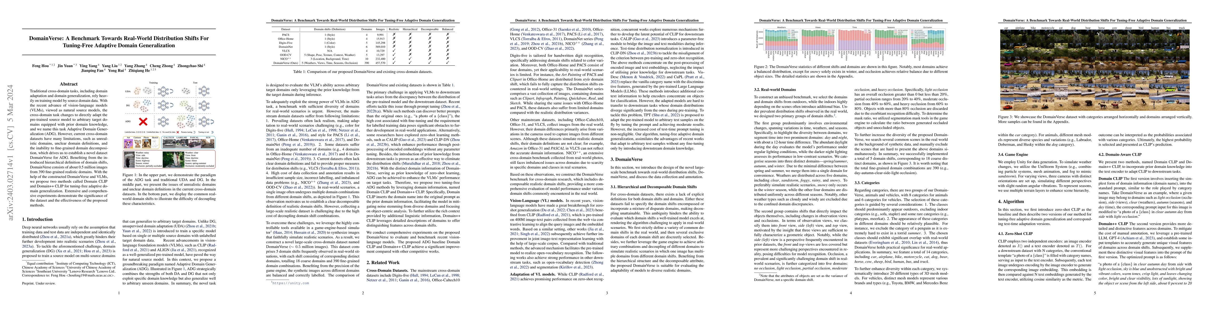 Thumbnail for DomainVerse: A Benchmark Towards Real-World Distribution Shifts For
  Tuning-Free Adaptive Domain Generalization