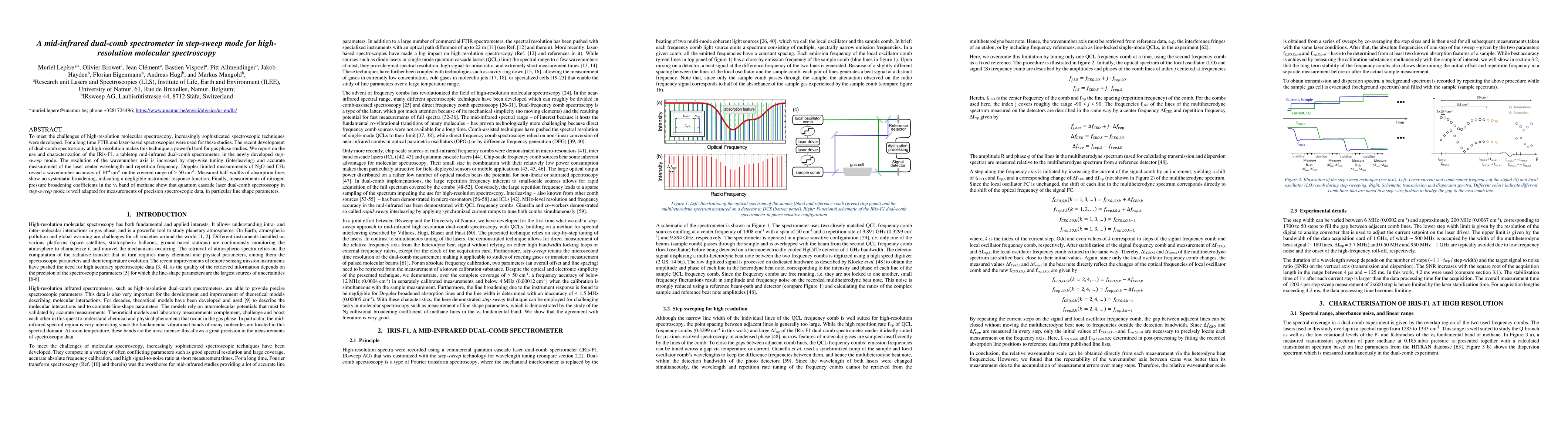 Thumbnail for A mid-infrared dual-comb spectrometer in step-sweep mode for
  high-resolution molecular spectroscopy