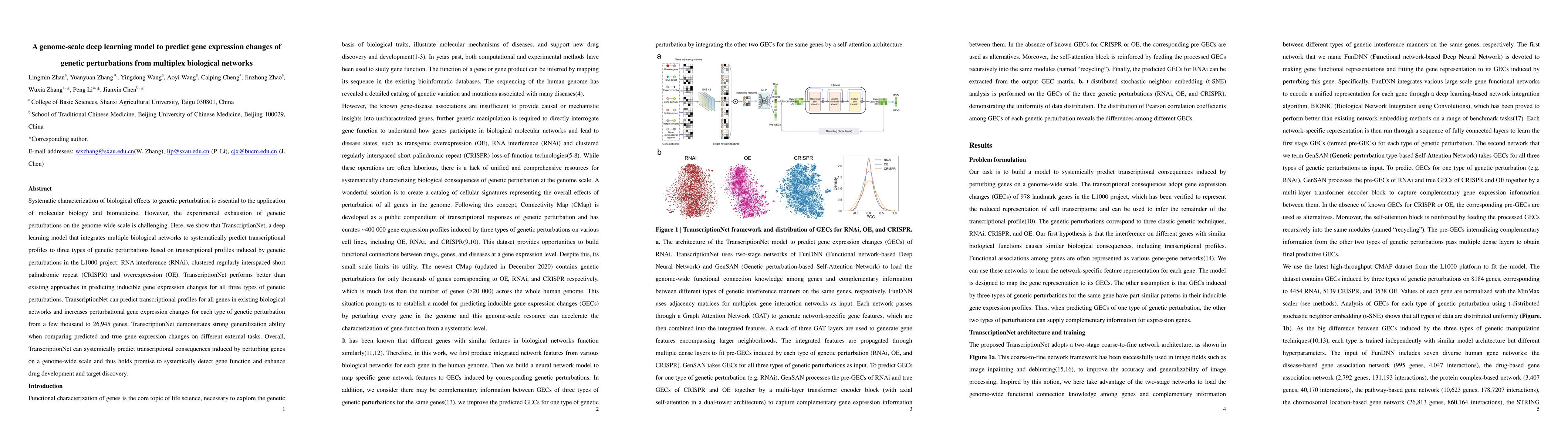 Thumbnail for A genome-scale deep learning model to predict gene expression changes of
  genetic perturbations from multiplex biological networks