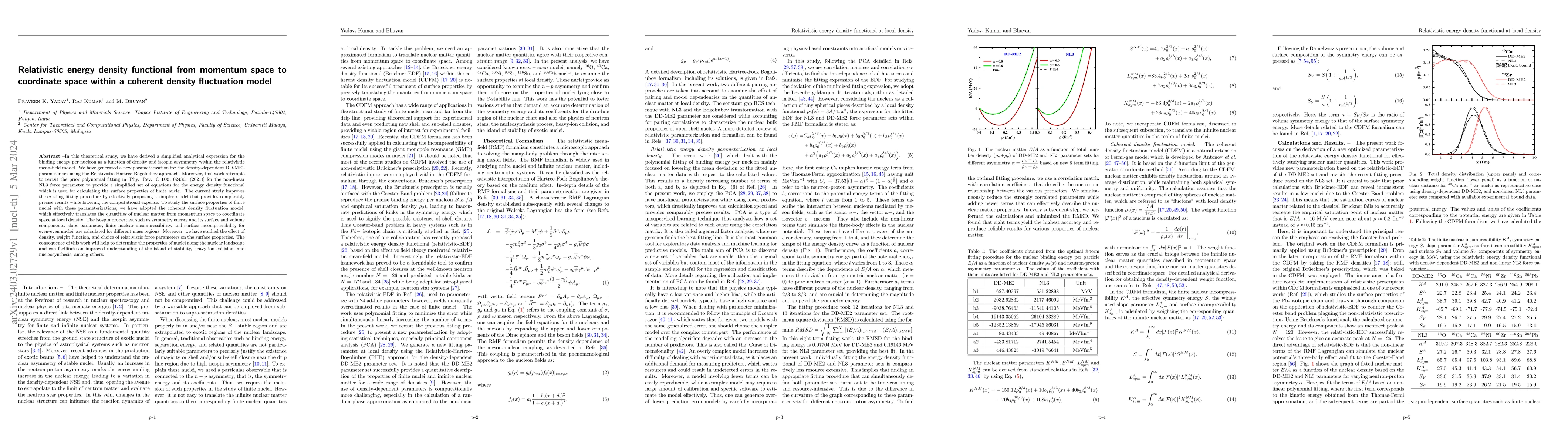 Thumbnail for Relativistic energy density functional from momentum space to coordinate
  space within a coherent density fluctuation model