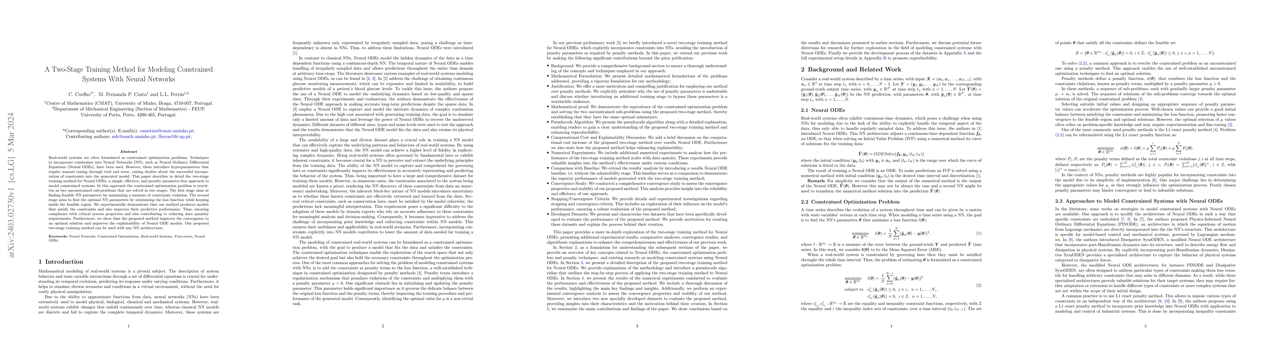 Thumbnail for A Two-Stage Training Method for Modeling Constrained Systems With Neural
  Networks