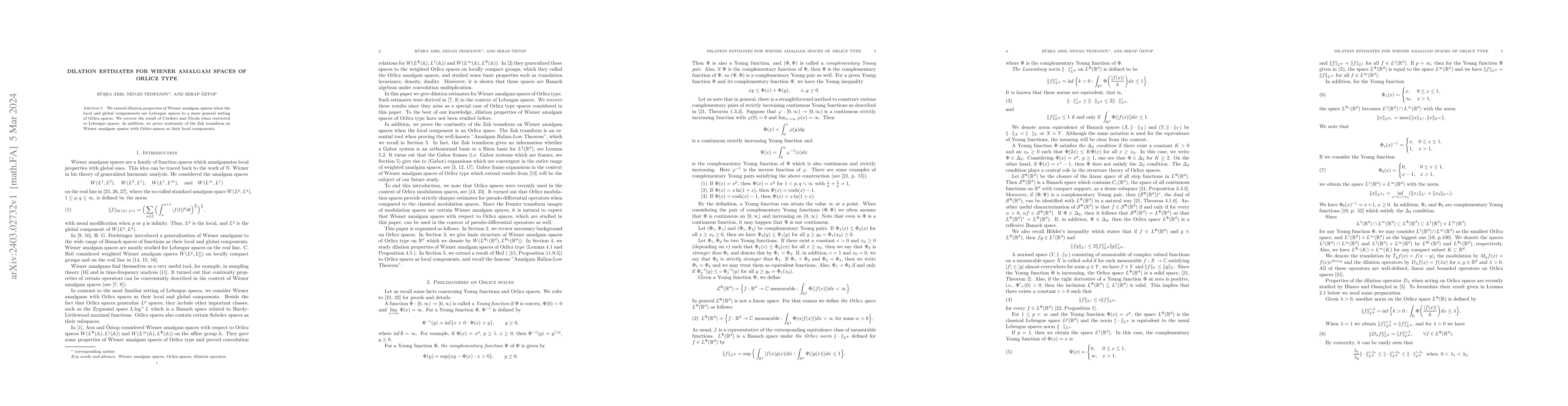 Thumbnail for Dilation estimates for Wiener amalgam spaces of Orlicz type