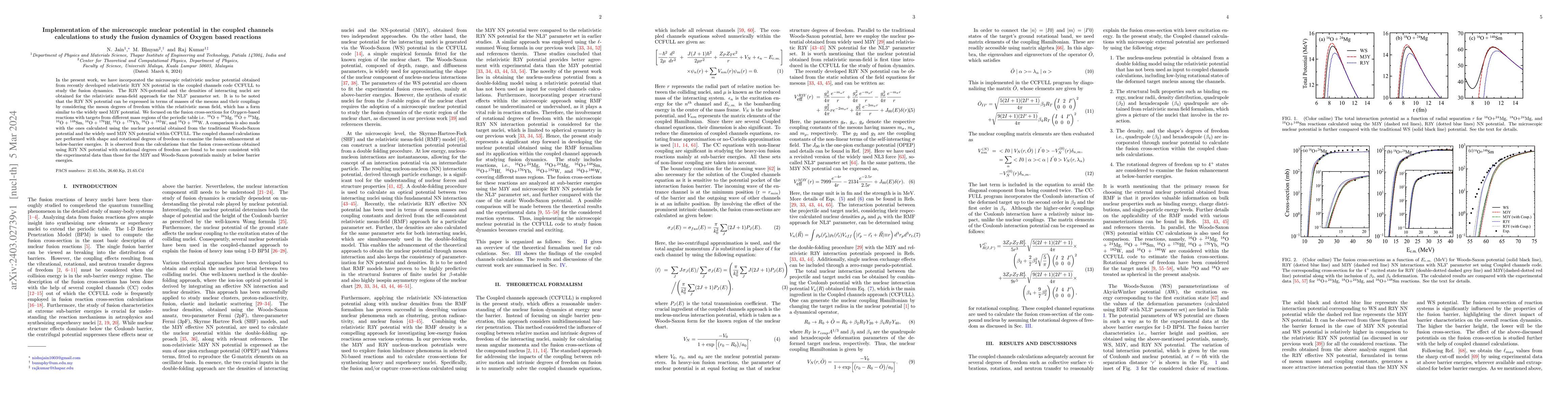 Thumbnail for Implementation of the microscopic nuclear potential in the coupled
  channels calculations to study the fusion dynamics of Oxygen based reactions