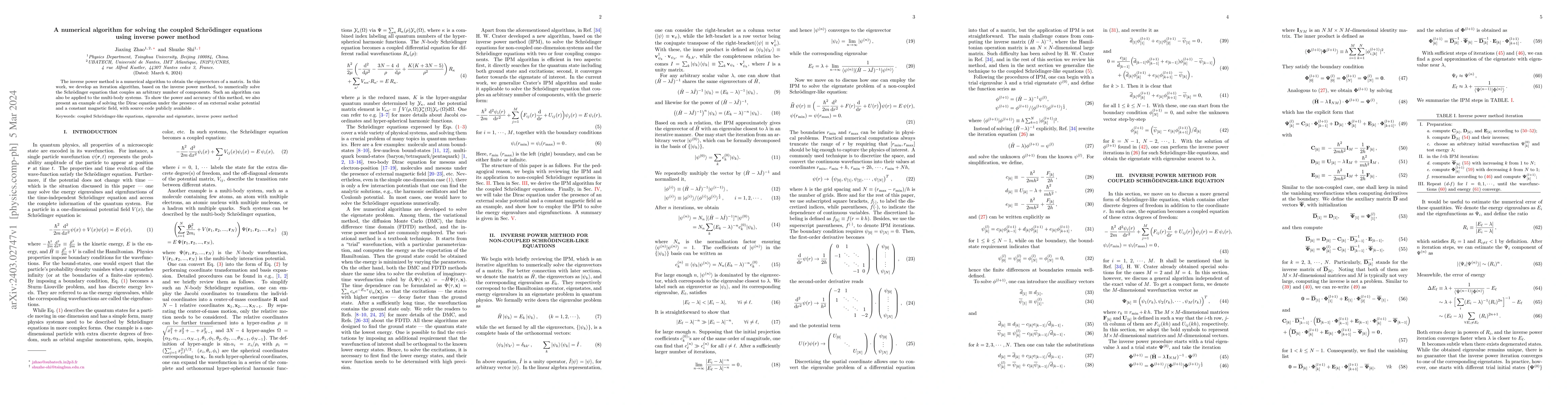 Thumbnail for A numerical algorithm for solving the coupled Schr\"odinger equations
  using inverse power method