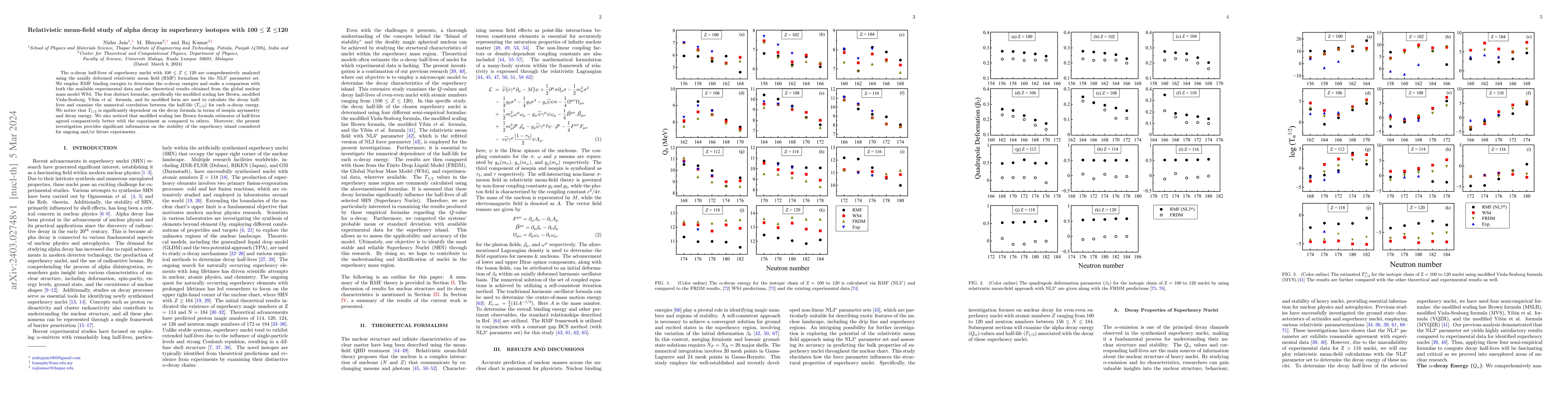 Thumbnail for Relativistic mean-field study of alpha decay in superheavy isotopes with
  100 \texorpdfstring{$\leq$ Z $\leq$}-120