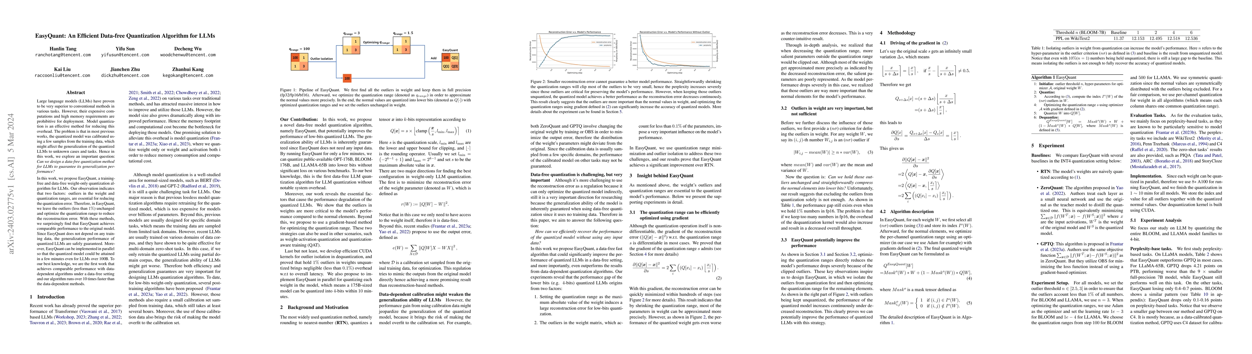 Thumbnail for EasyQuant: An Efficient Data-free Quantization Algorithm for LLMs