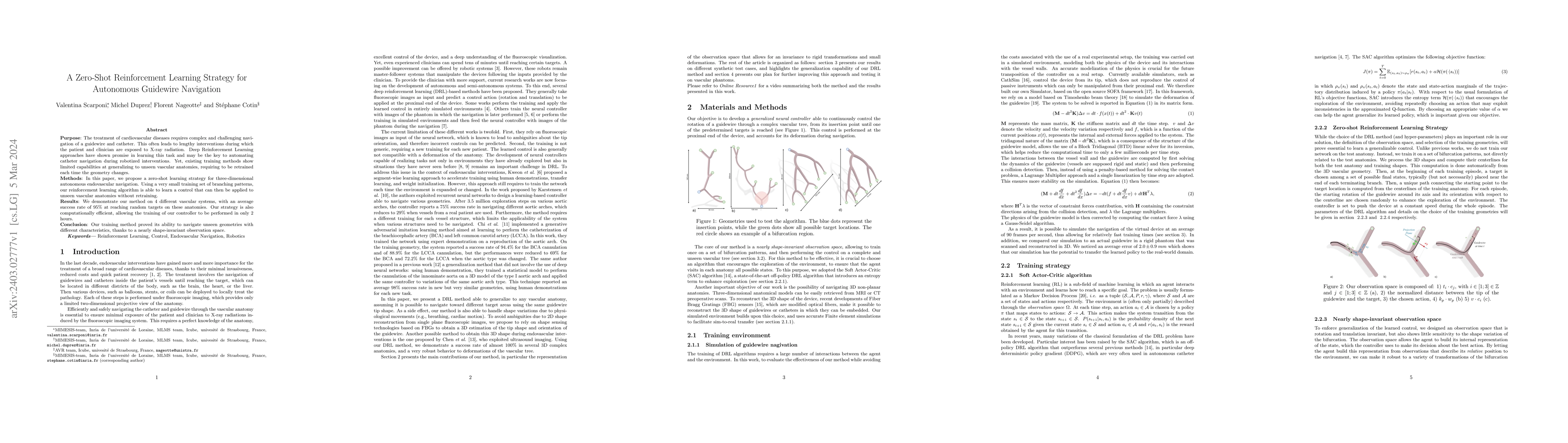 Thumbnail for A Zero-Shot Reinforcement Learning Strategy for Autonomous Guidewire
  Navigation