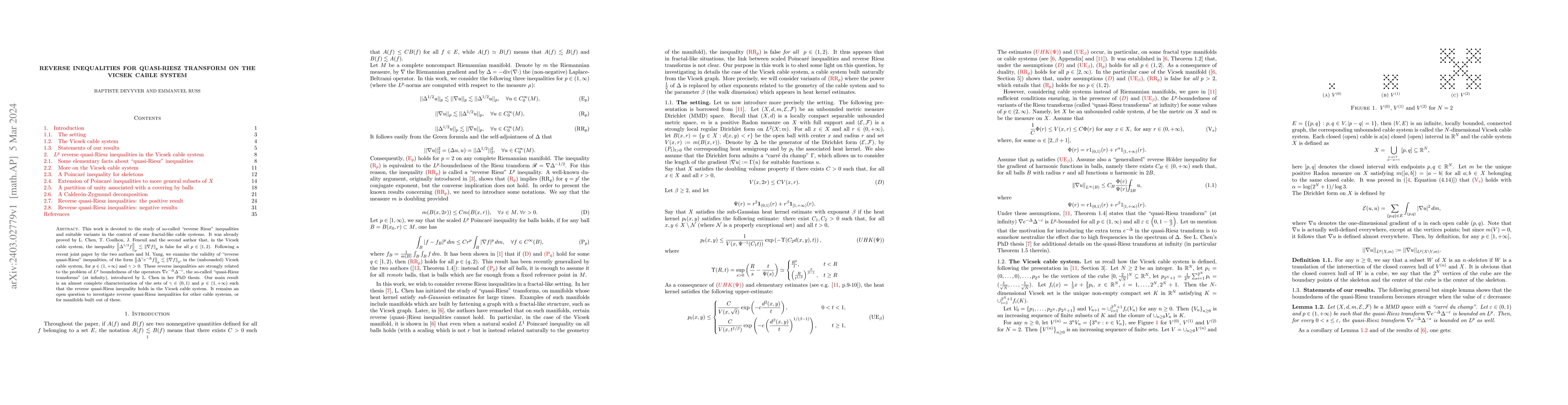 Thumbnail for Reverse inequalities for quasi-Riesz transform on the Vicsek cable
  system