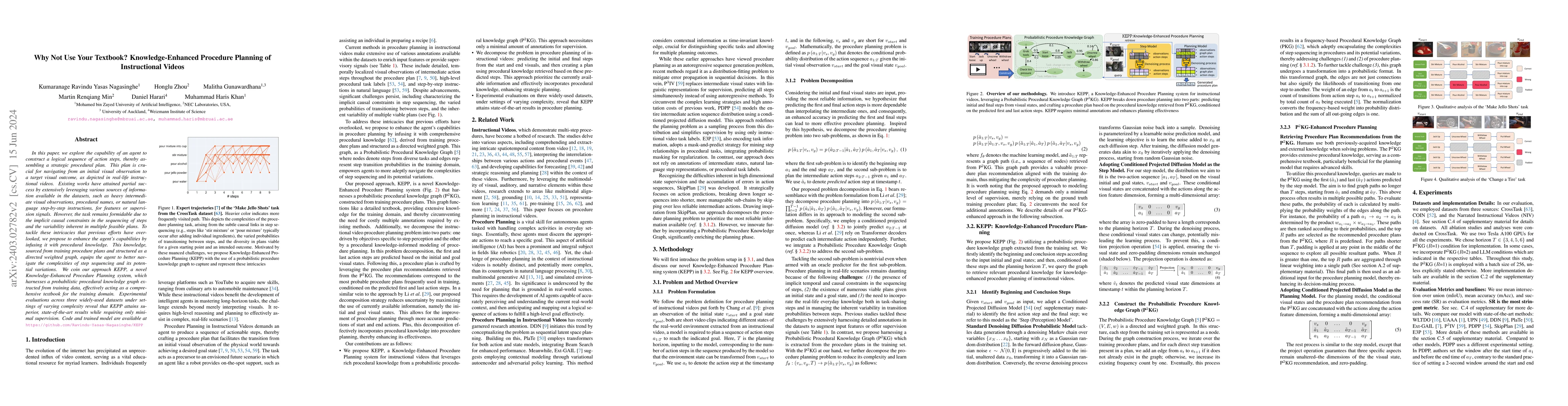 Thumbnail for Why Not Use Your Textbook? Knowledge-Enhanced Procedure Planning of
  Instructional Videos