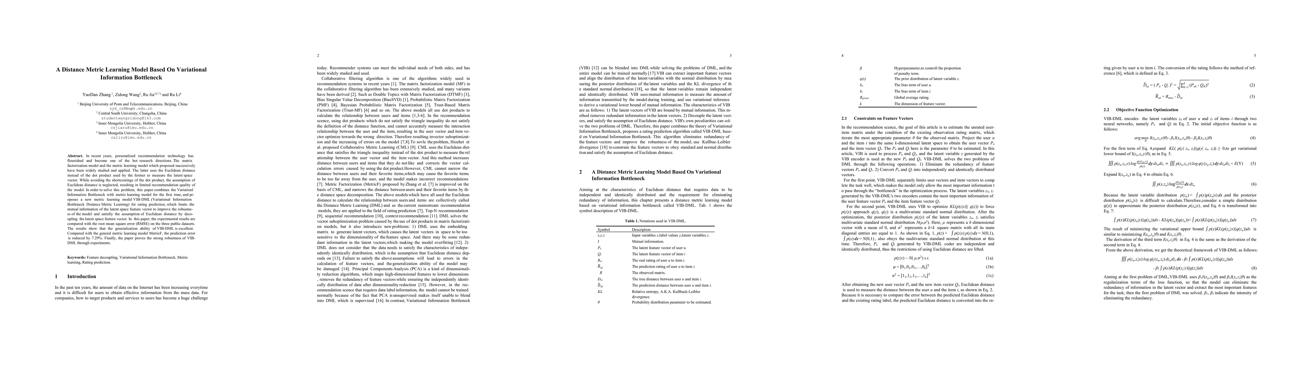 Thumbnail for A Distance Metric Learning Model Based On Variational Information
  Bottleneck