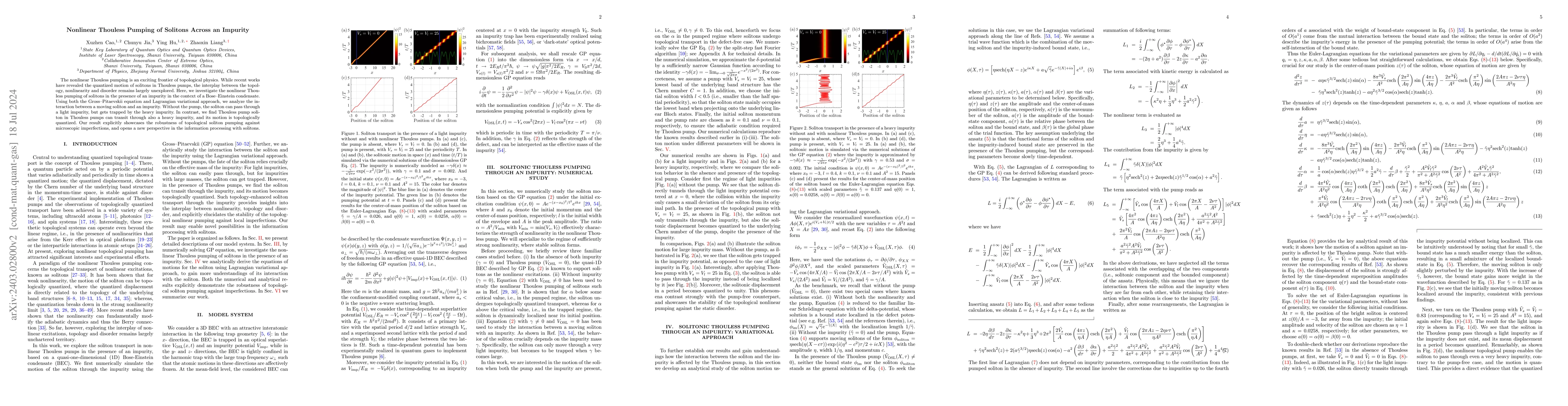 Thumbnail for Nonlinear Thouless Pumping of Solitons Across an Impurity