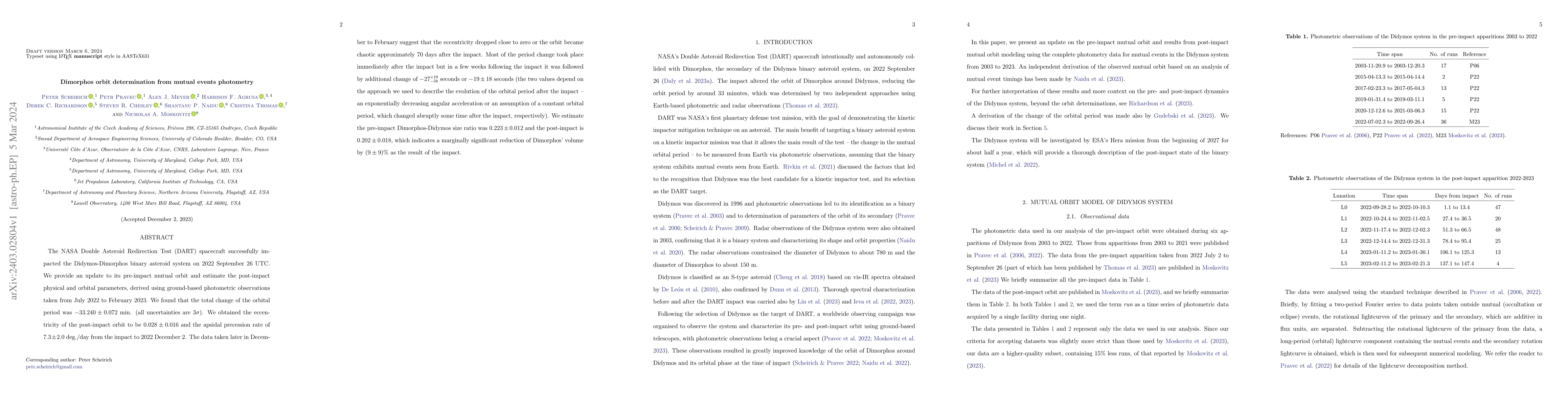 Thumbnail for Dimorphos orbit determination from mutual events photometry