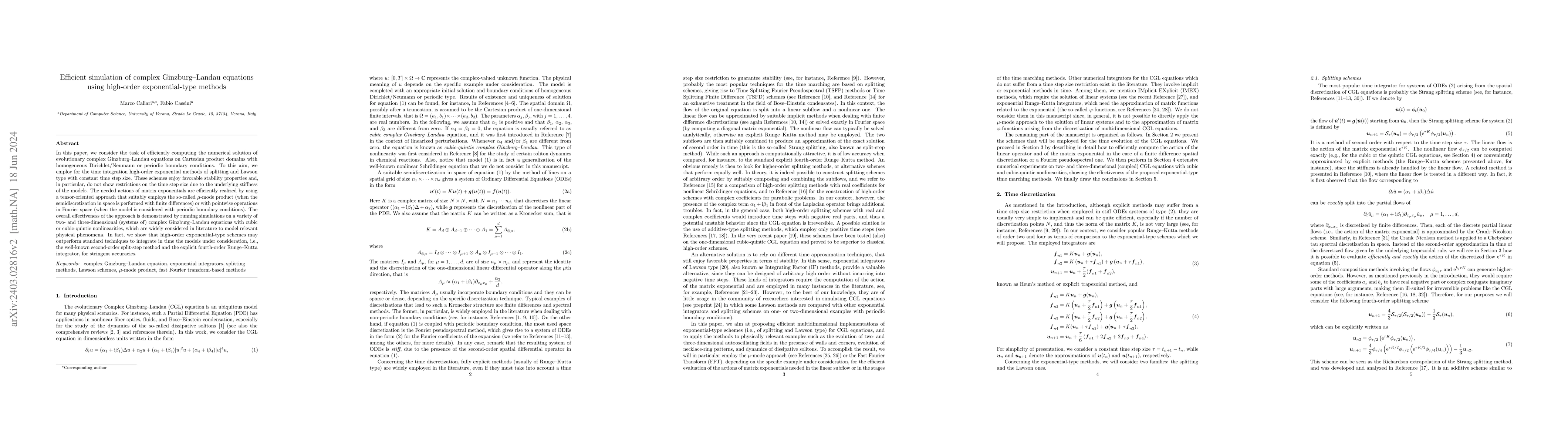Thumbnail for Efficient simulation of complex Ginzburg--Landau equations using
  high-order exponential-type methods