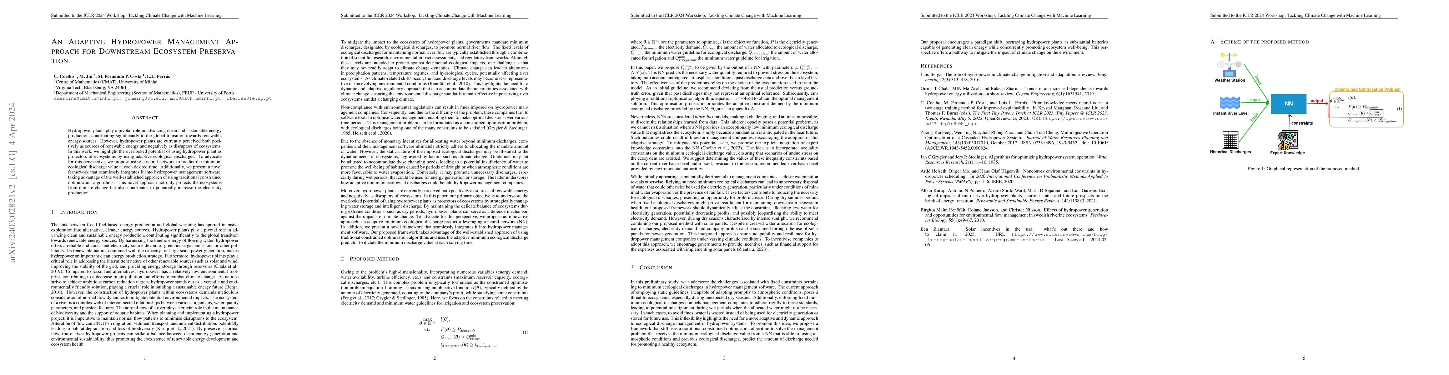 Thumbnail for An Adaptive Hydropower Management Approach for Downstream Ecosystem
  Preservation