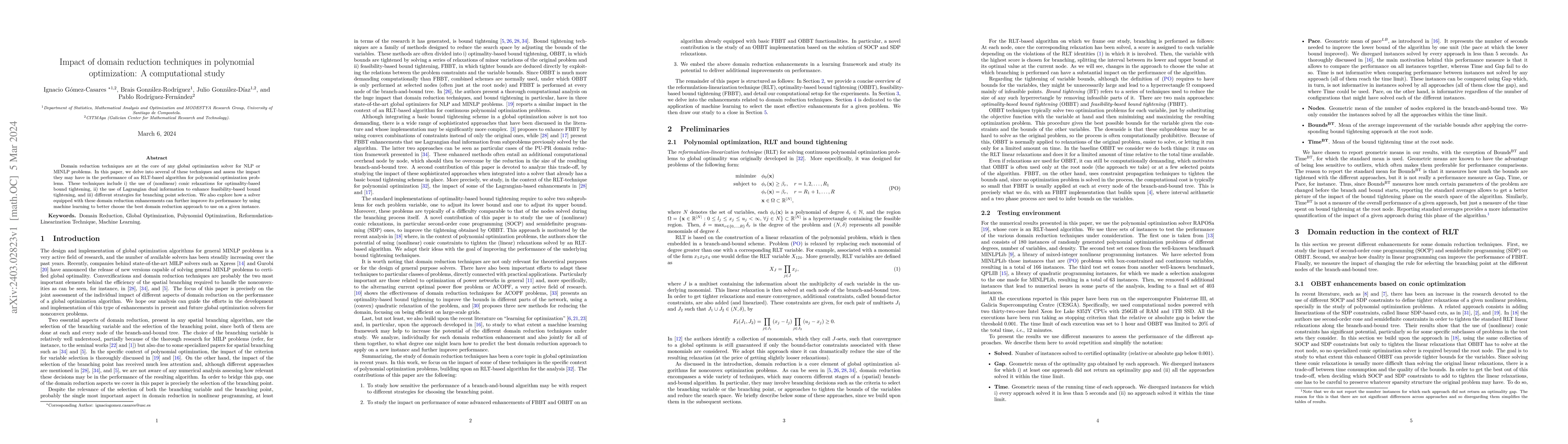 Thumbnail for Impact of domain reduction techniques in polynomial optimization: A
  computational study