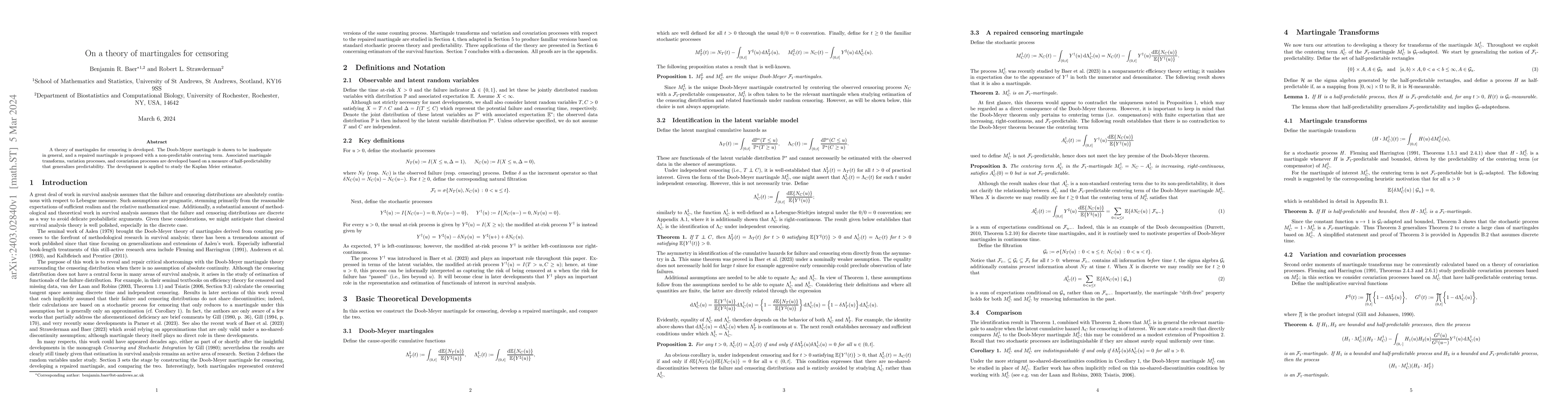 Thumbnail for On a theory of martingales for censoring